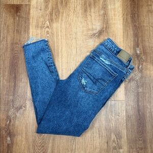 American Eagle Outfitters Distressed Blue Denim Jegging 6 Regular Super Stretch